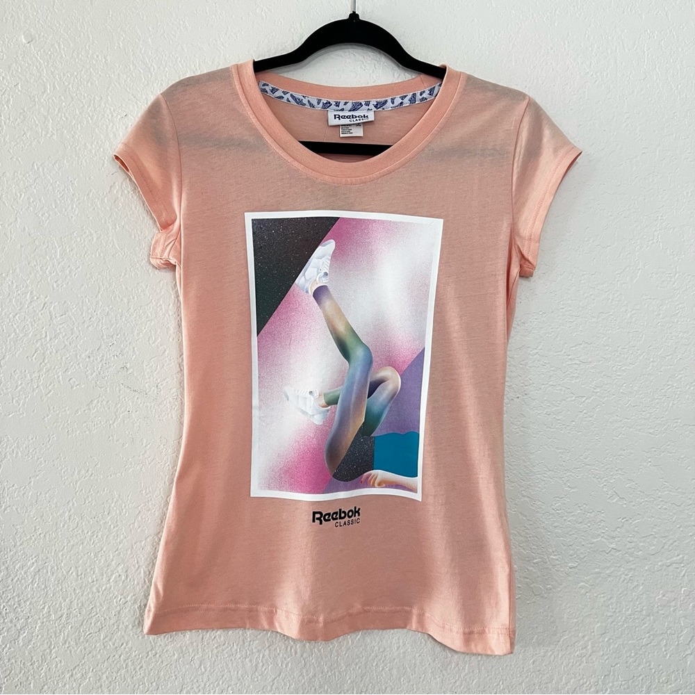 NWT Reebok 80s Inspired Screen Print Pink Jazzercise T Shirt Women’s‎ Size Small